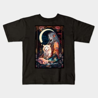 A Girl and her Tiger Companion Kids T-Shirt